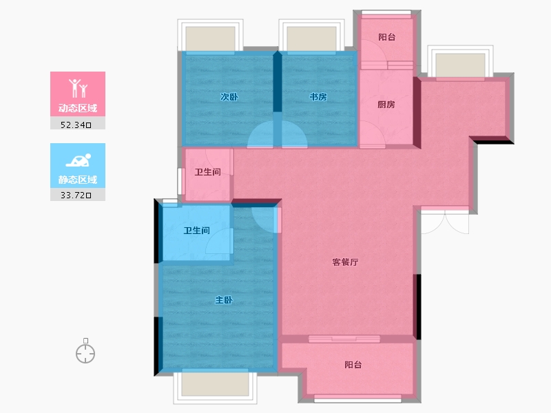 重庆-重庆市-海成云溪上院-76.54-户型库-动静分区