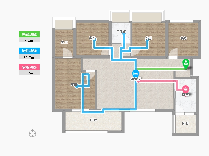 四川省-成都市-凤溪院子-93.65-户型库-动静线