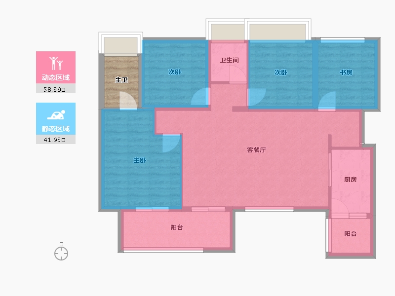 四川省-成都市-凤溪院子-93.65-户型库-动静分区