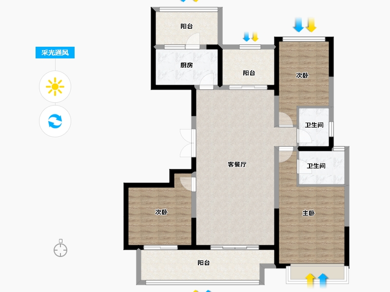 河南省-洛阳市-建业龙城-120.06-户型库-采光通风