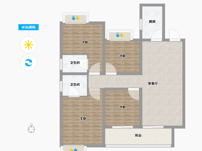 江苏省-宿迁市-宿迁天铂-112.50-户型库-采光通风