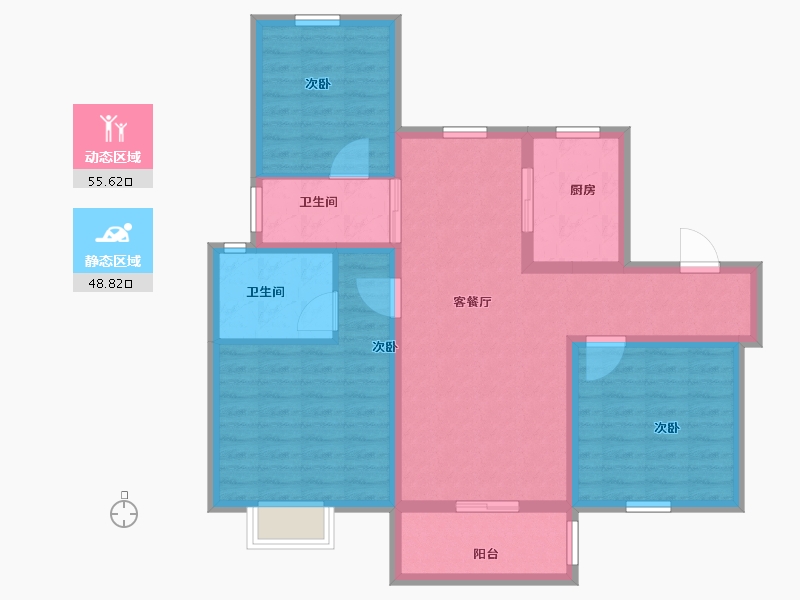 河南省-驻马店市-确山碧桂园-93.06-户型库-动静分区