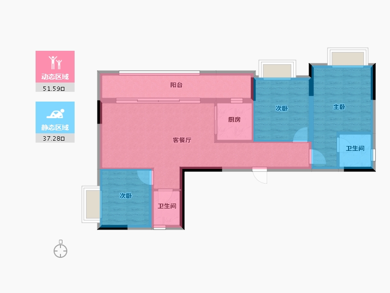 重庆-重庆市-海纳九龙-79.41-户型库-动静分区