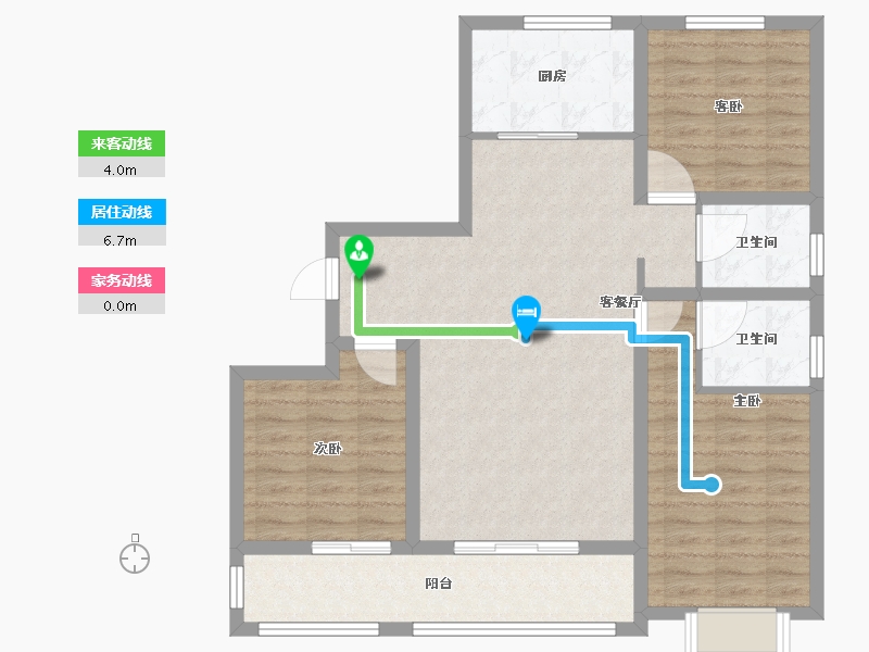 甘肃省-平凉市-崇信县芮溪文园B区住宅小区-90.81-户型库-动静线