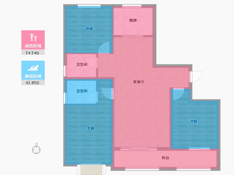 甘肃省-平凉市-崇信县芮溪文园B区住宅小区-87.28-户型库-动静分区