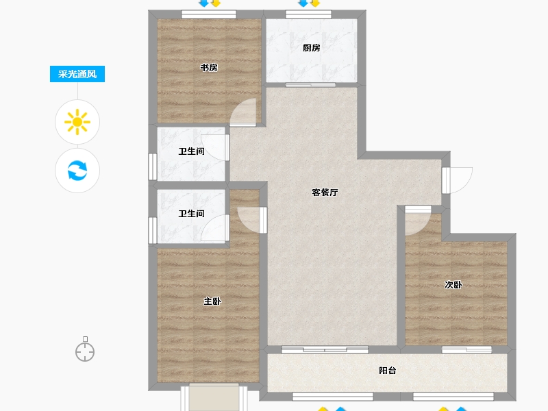 甘肃省-平凉市-崇信县芮溪文园B区住宅小区-87.28-户型库-采光通风