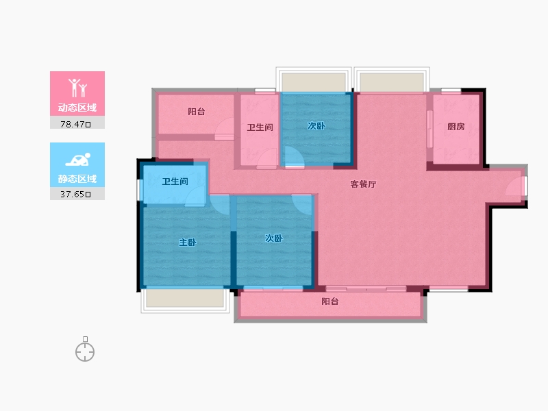 广东省-惠州市-奥园誉博府-103.65-户型库-动静分区