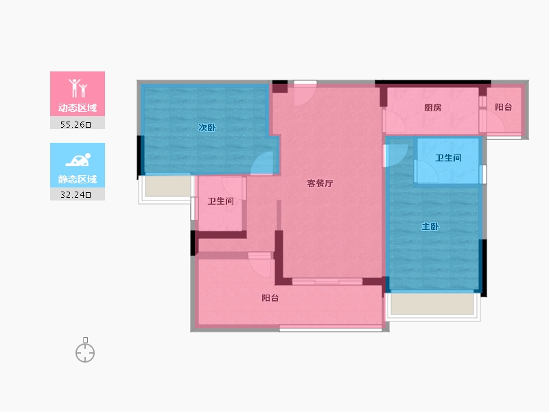 广东省-惠州市-奥园誉博府-77.77-户型库-动静分区