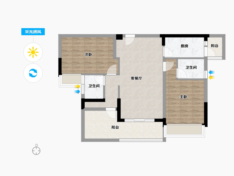 广东省-惠州市-奥园誉博府-77.77-户型库-采光通风