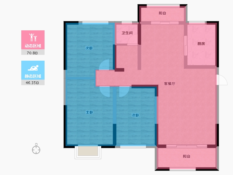 河南省-洛阳市-华芳龙湾盛景-105.22-户型库-动静分区