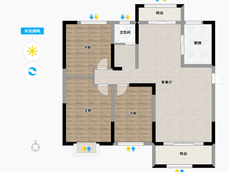 河南省-洛阳市-华芳龙湾盛景-105.22-户型库-采光通风