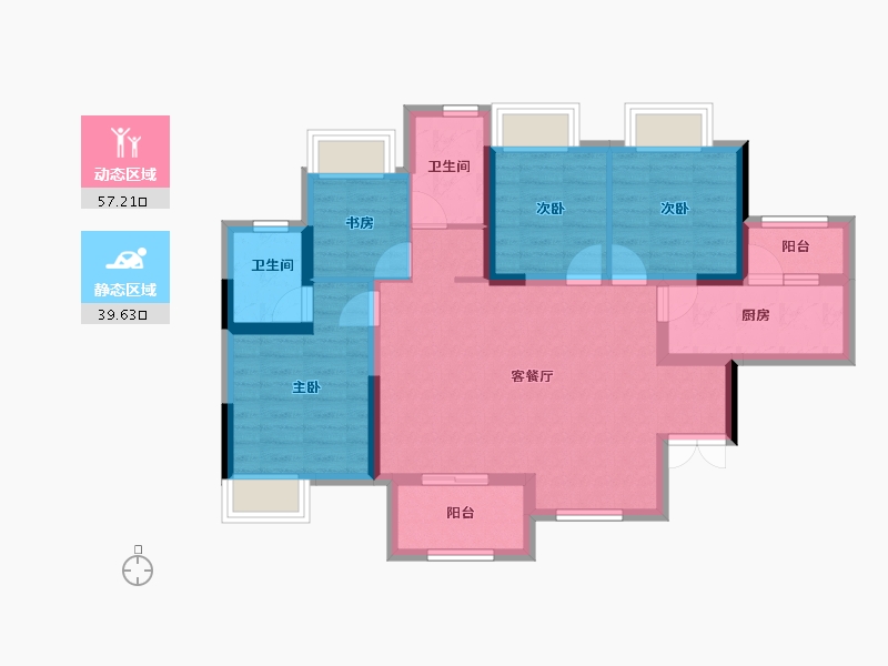 重庆-重庆市-武汉城建电建地产洺悦国际-85.59-户型库-动静分区