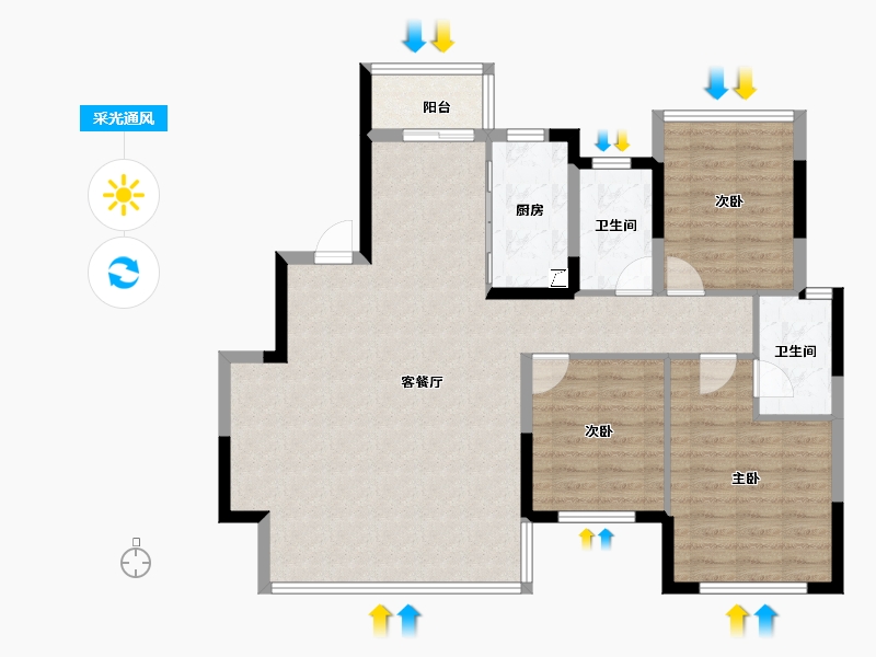 四川省-成都市-华润置地静安府-99.27-户型库-采光通风