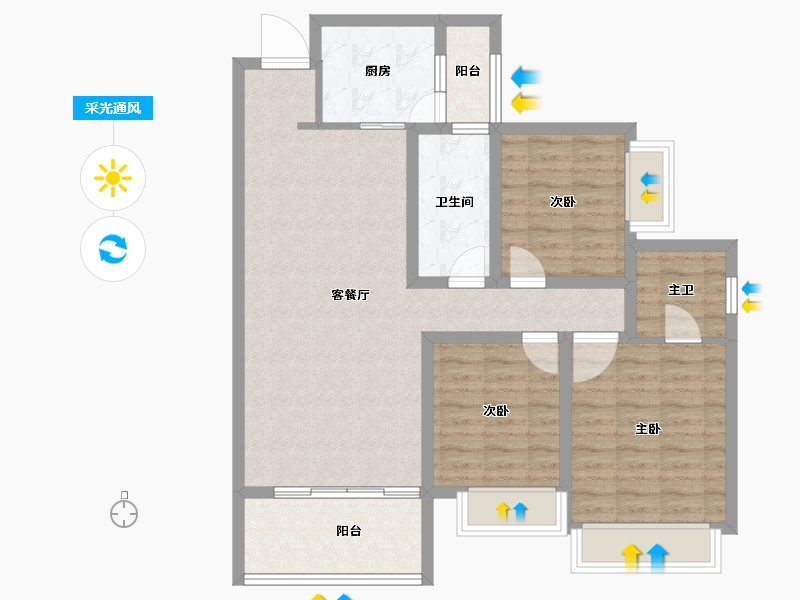 四川省-成都市-凤溪院子-89.27-户型库-采光通风