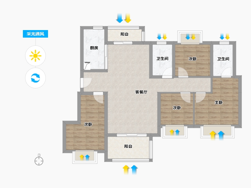 四川省-成都市-保利青江花园-92.47-户型库-采光通风