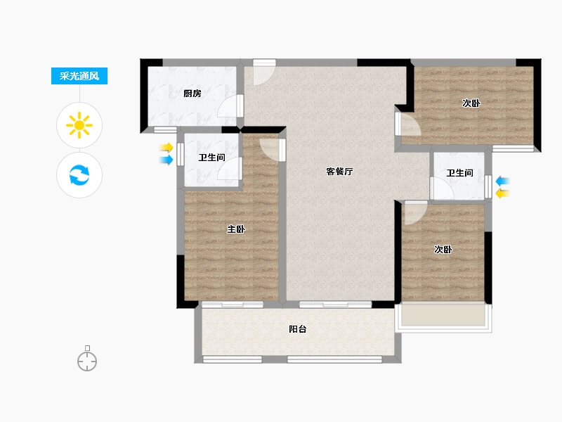 河南省-洛阳市-银隆·同心湖畔-97.06-户型库-采光通风