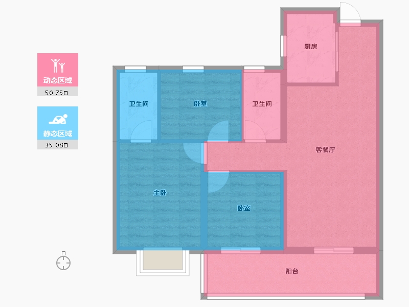 云南省-昆明市-筑友双河湾-76.69-户型库-动静分区