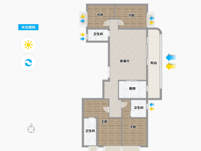 云南省-昆明市-龙江金茂府-136.13-户型库-采光通风