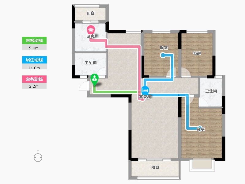 河南省-洛阳市-文兴书苑-99.85-户型库-动静线