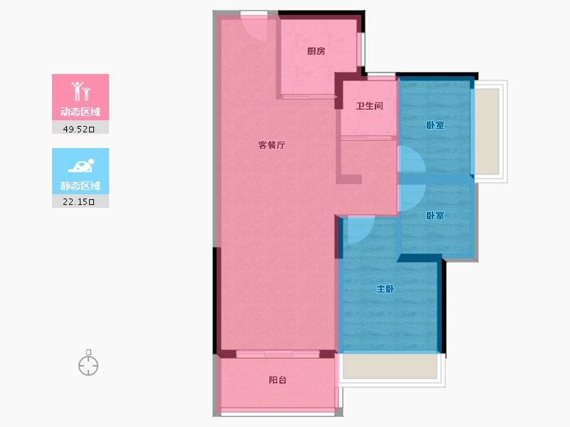 广东省-惠州市-碧桂园南站新城-63.85-户型库-动静分区