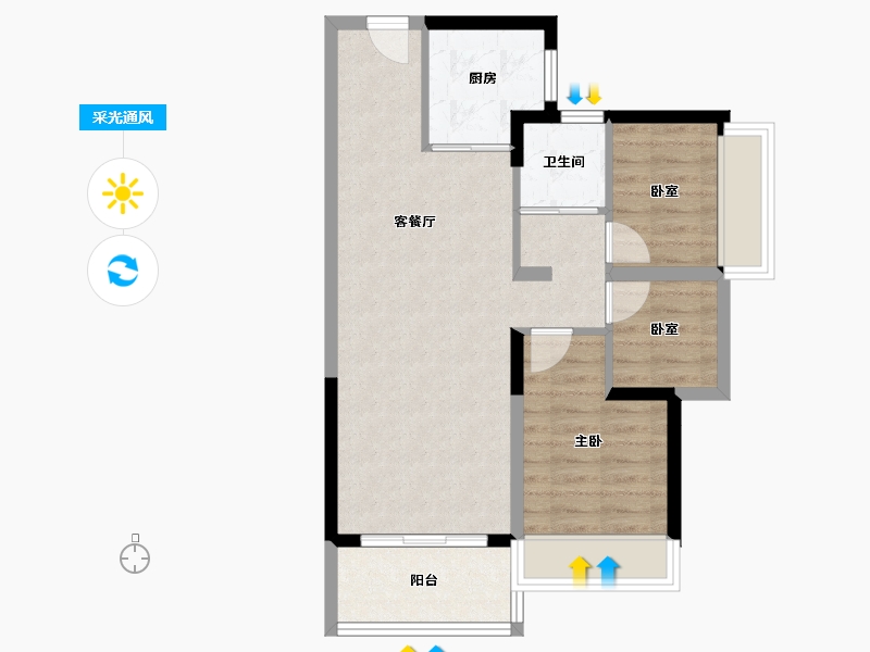 广东省-惠州市-碧桂园南站新城-63.85-户型库-采光通风