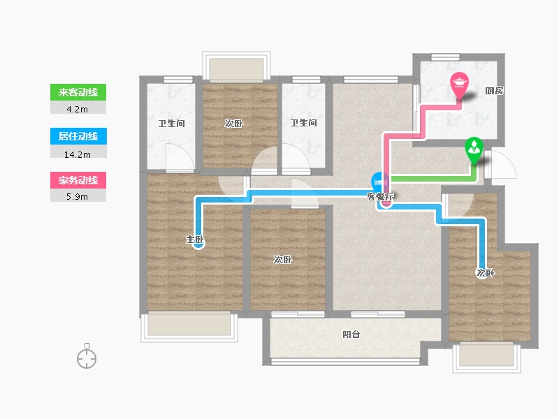 江苏省-宿迁市-卓越华耀时代-104.00-户型库-动静线