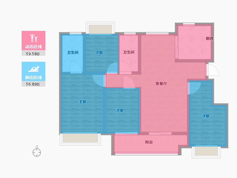 江苏省-宿迁市-卓越华耀时代-104.00-户型库-动静分区