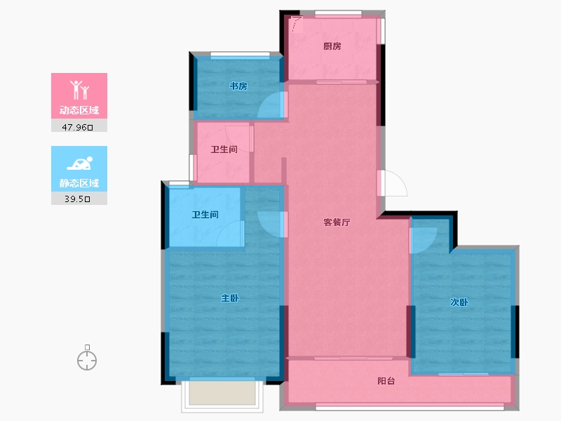 浙江省-金华市-万固云泰璟园-78.40-户型库-动静分区