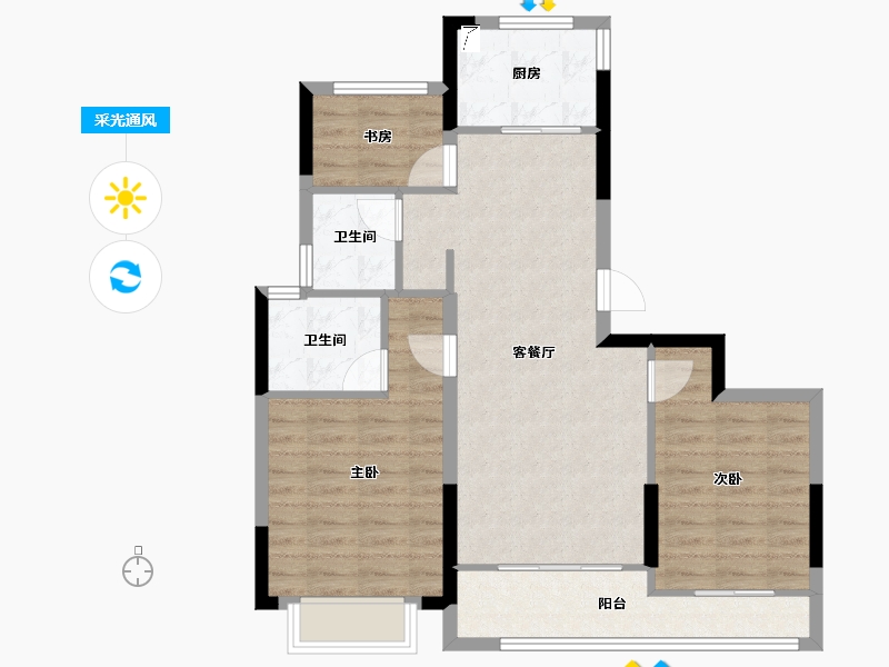 浙江省-金华市-万固云泰璟园-78.40-户型库-采光通风