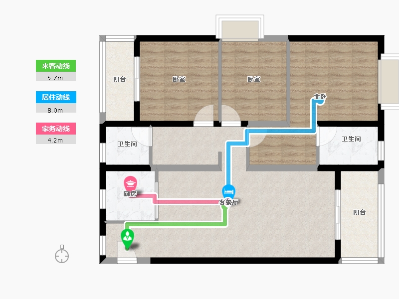 云南省-昆明市-筑友双河湾-92.45-户型库-动静线