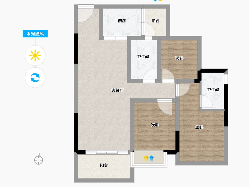 四川省-眉山市-天府理想城-76.25-户型库-采光通风