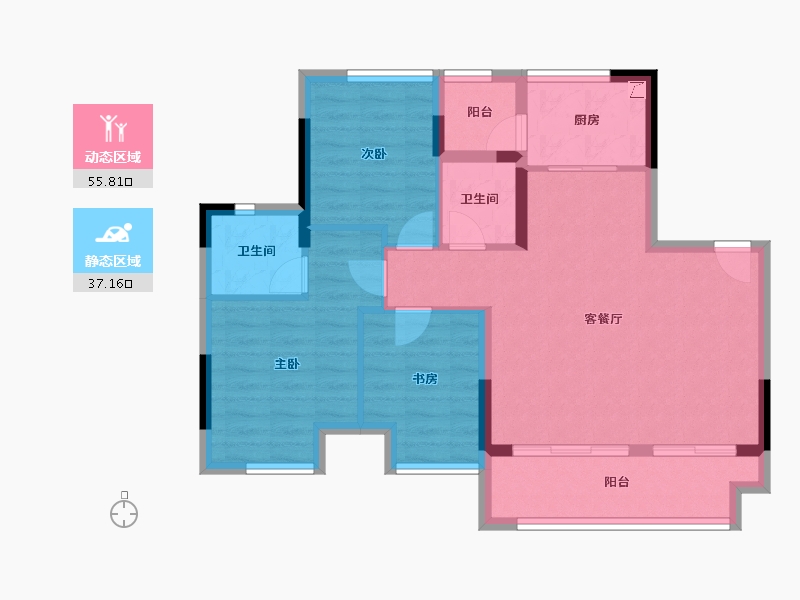 重庆-重庆市-爱情天宸万璟-83.27-户型库-动静分区