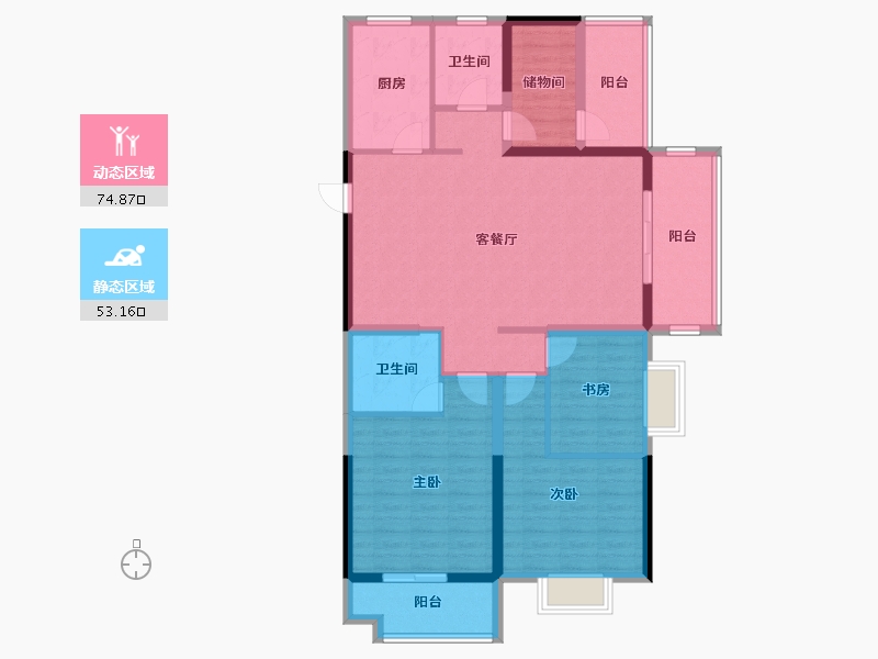 江苏省-镇江市-碧桂园·云顶-114.74-户型库-动静分区