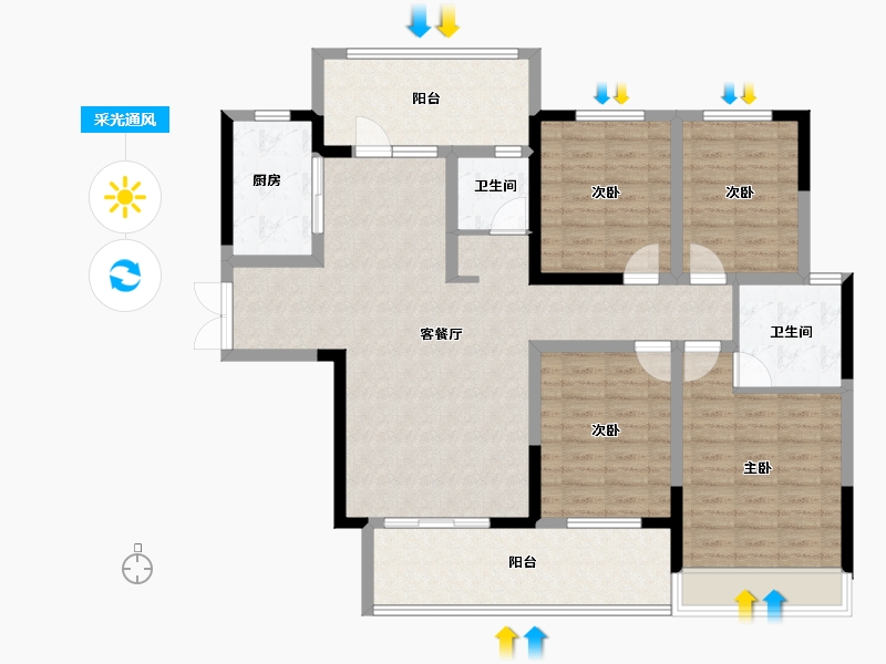 河南省-洛阳市-银隆·同心湖畔-119.51-户型库-采光通风