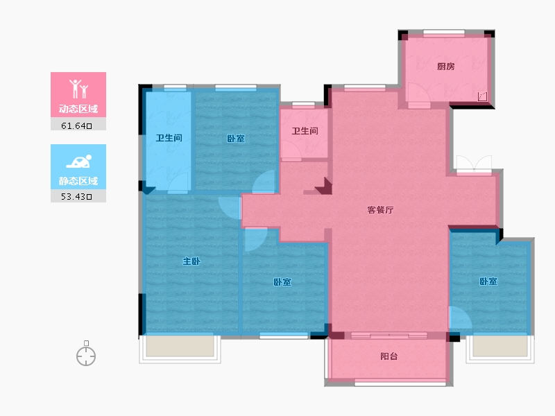 湖北省-武汉市-宝业航天府-104.00-户型库-动静分区