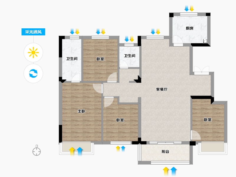 湖北省-武汉市-宝业航天府-104.00-户型库-采光通风