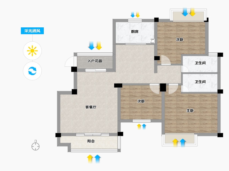 江苏省-无锡市-观山名筑-93.29-户型库-采光通风