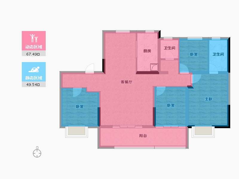 甘肃省-平凉市-碧桂园文景台-104.50-户型库-动静分区