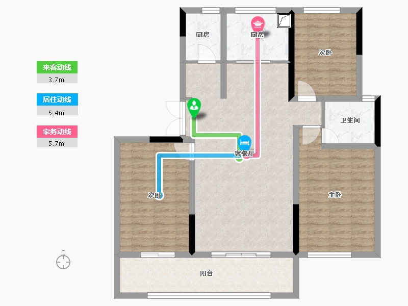 甘肃省-平凉市-泰丰茗庭二期A区-106.48-户型库-动静线