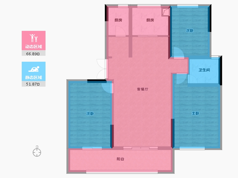 甘肃省-平凉市-泰丰茗庭二期A区-106.48-户型库-动静分区