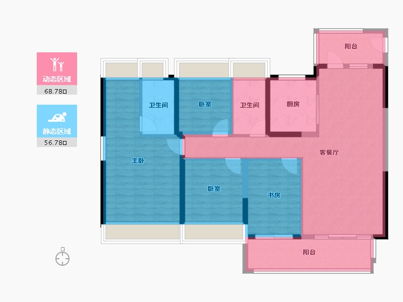 广东省-惠州市-碧桂园南站新城-112.82-户型库-动静分区