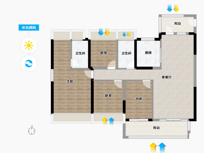 广东省-惠州市-碧桂园南站新城-112.82-户型库-采光通风