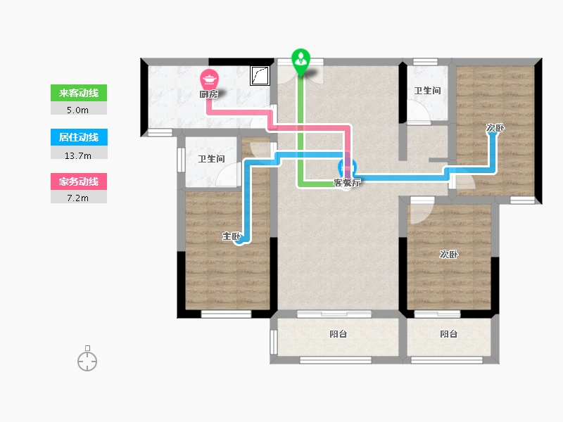 甘肃省-平凉市-泰丰茗庭二期A区-91.48-户型库-动静线