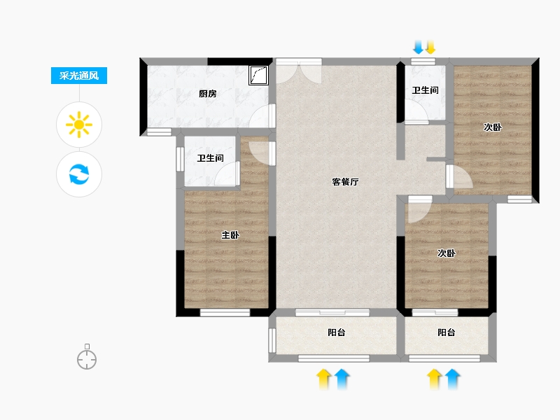 甘肃省-平凉市-泰丰茗庭二期A区-91.48-户型库-采光通风