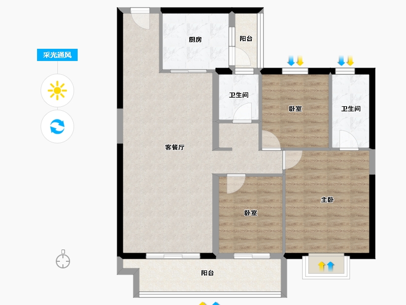 江苏省-镇江市-碧桂园·云顶-93.60-户型库-采光通风