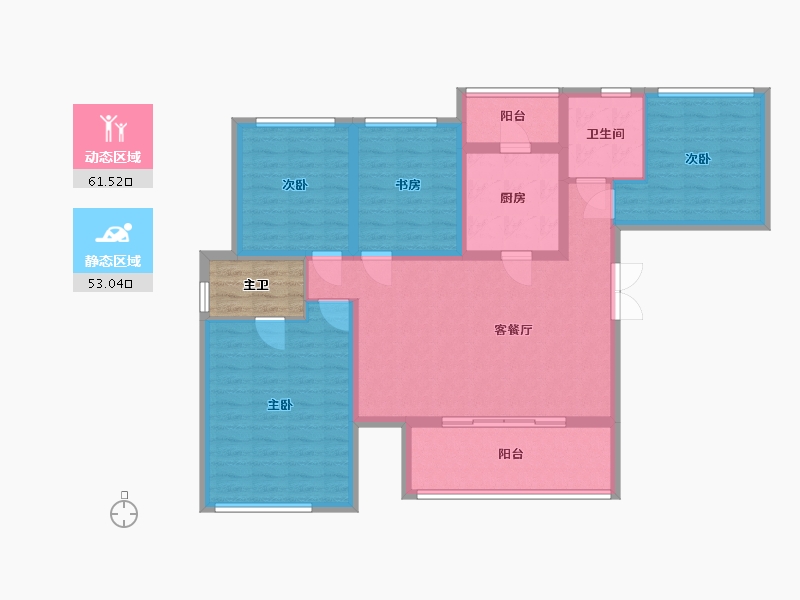 浙江省-金华市-花样年大溪谷-106.35-户型库-动静分区