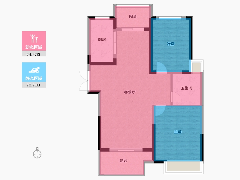 河南省-洛阳市-建业龙城-83.95-户型库-动静分区