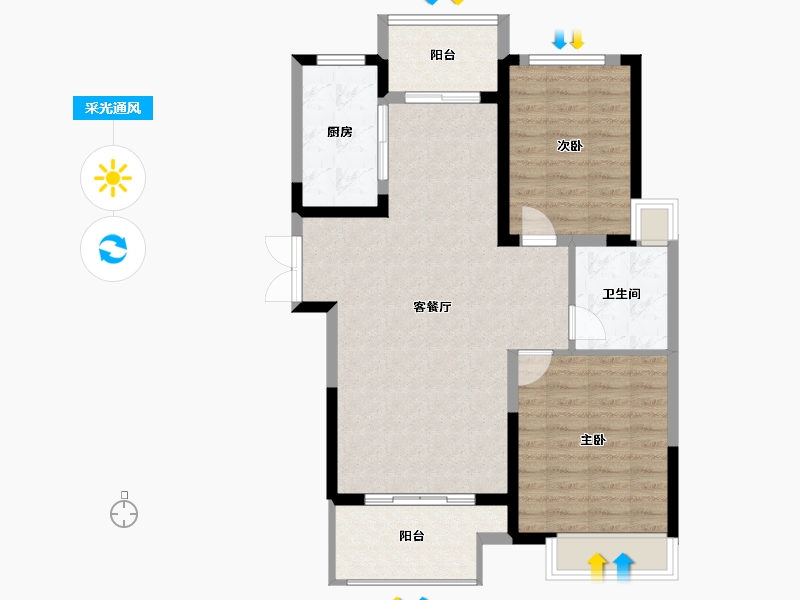 河南省-洛阳市-建业龙城-83.95-户型库-采光通风