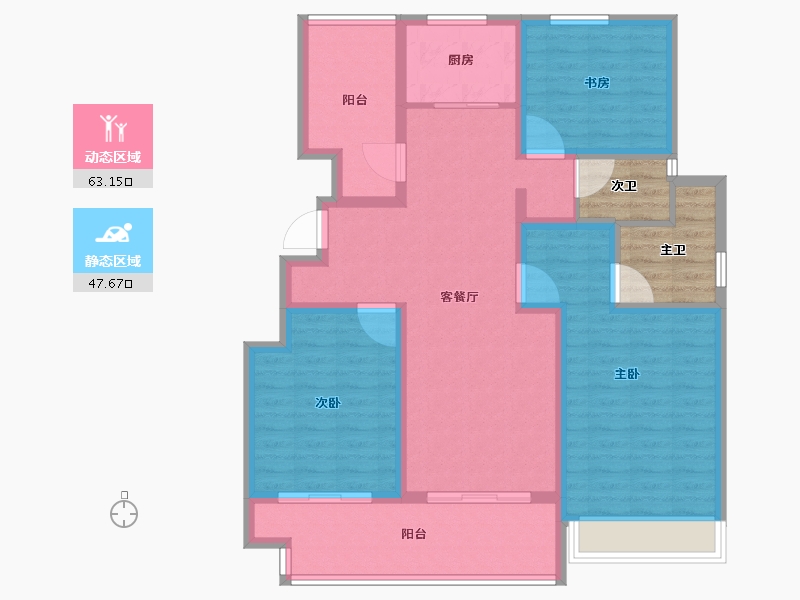 江苏省-镇江市-天怡·南郡-106.68-户型库-动静分区