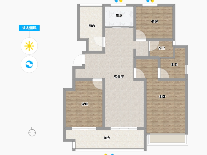 江苏省-镇江市-天怡·南郡-106.68-户型库-采光通风